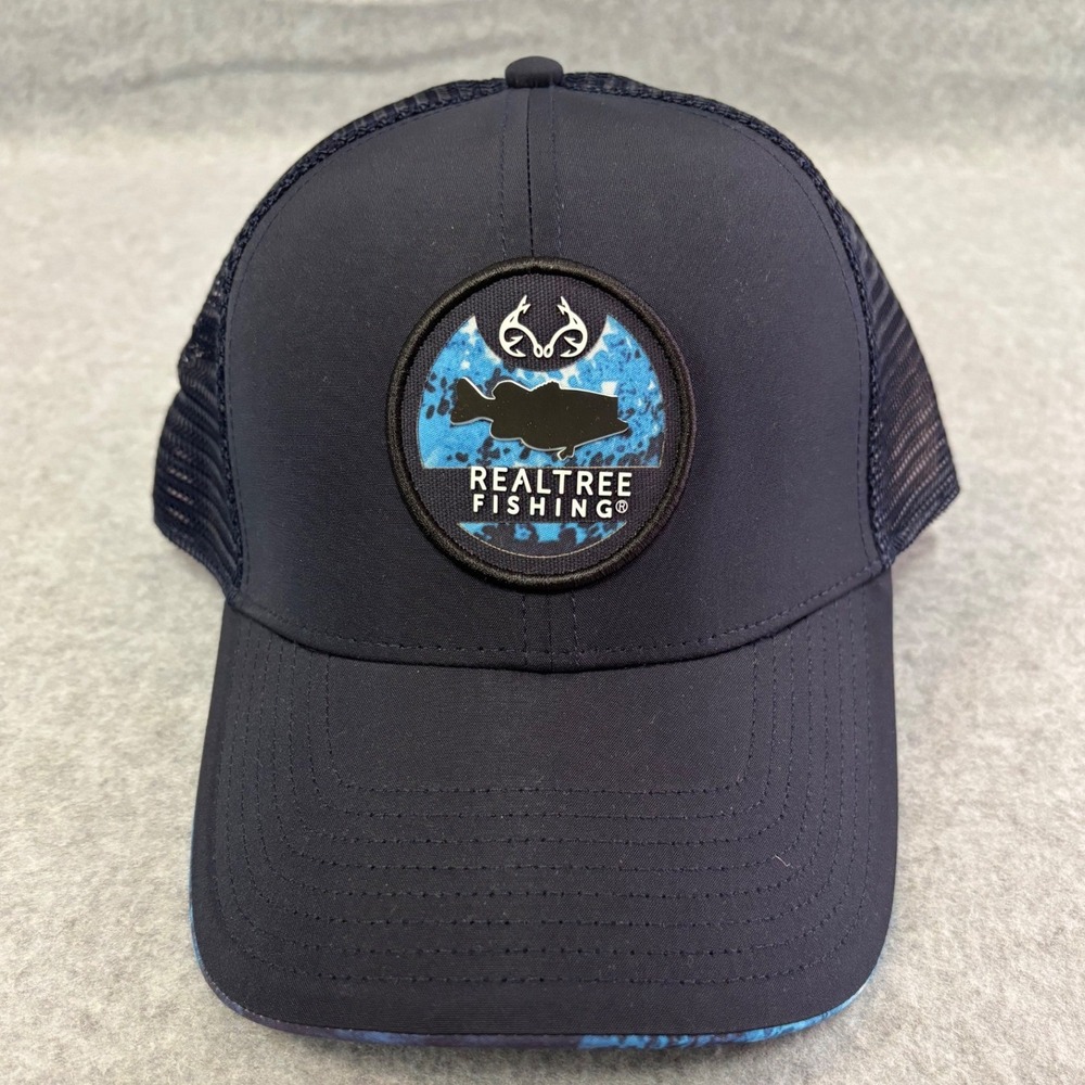 Realtree Fishing Mens Trucker Hat Navy Blue Snapback Cap RRTHC11352 NEW
